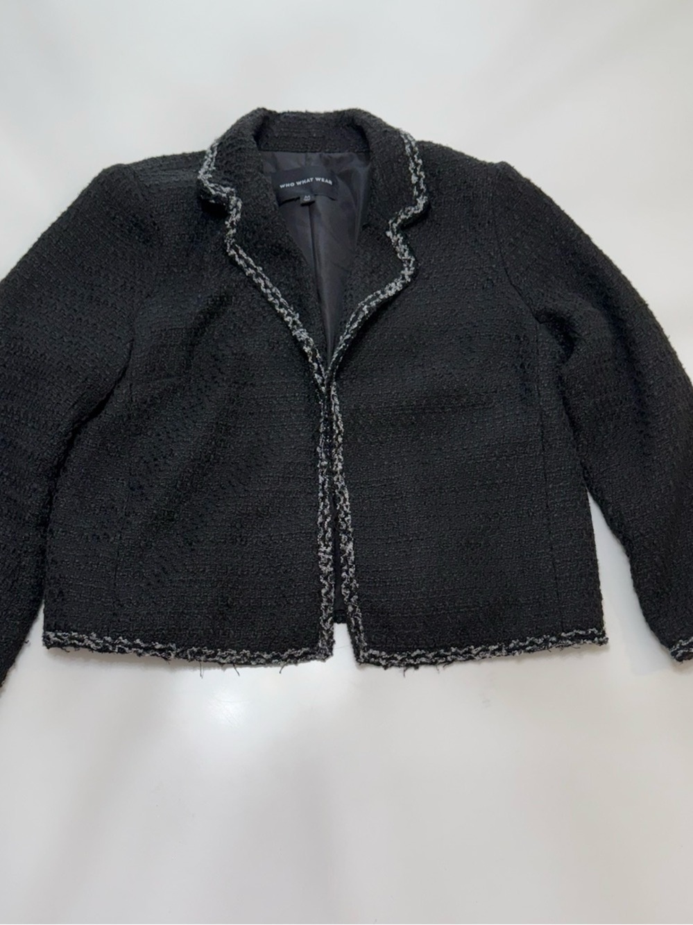 Who What Wear Black Tweed-Trim Blazer Size Medium - Picture 2 of 9